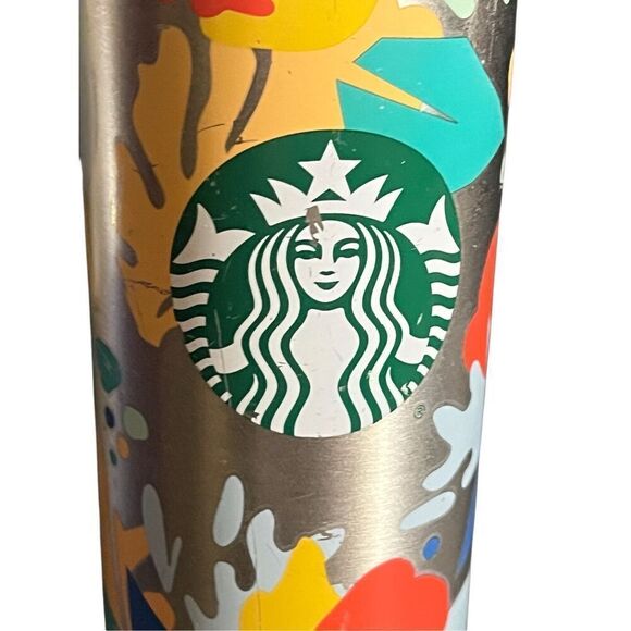 Starbucks Summer 2020 Multicolor Monstera Leaves Insulated Stainless Steel Water - Picture 3 of 4